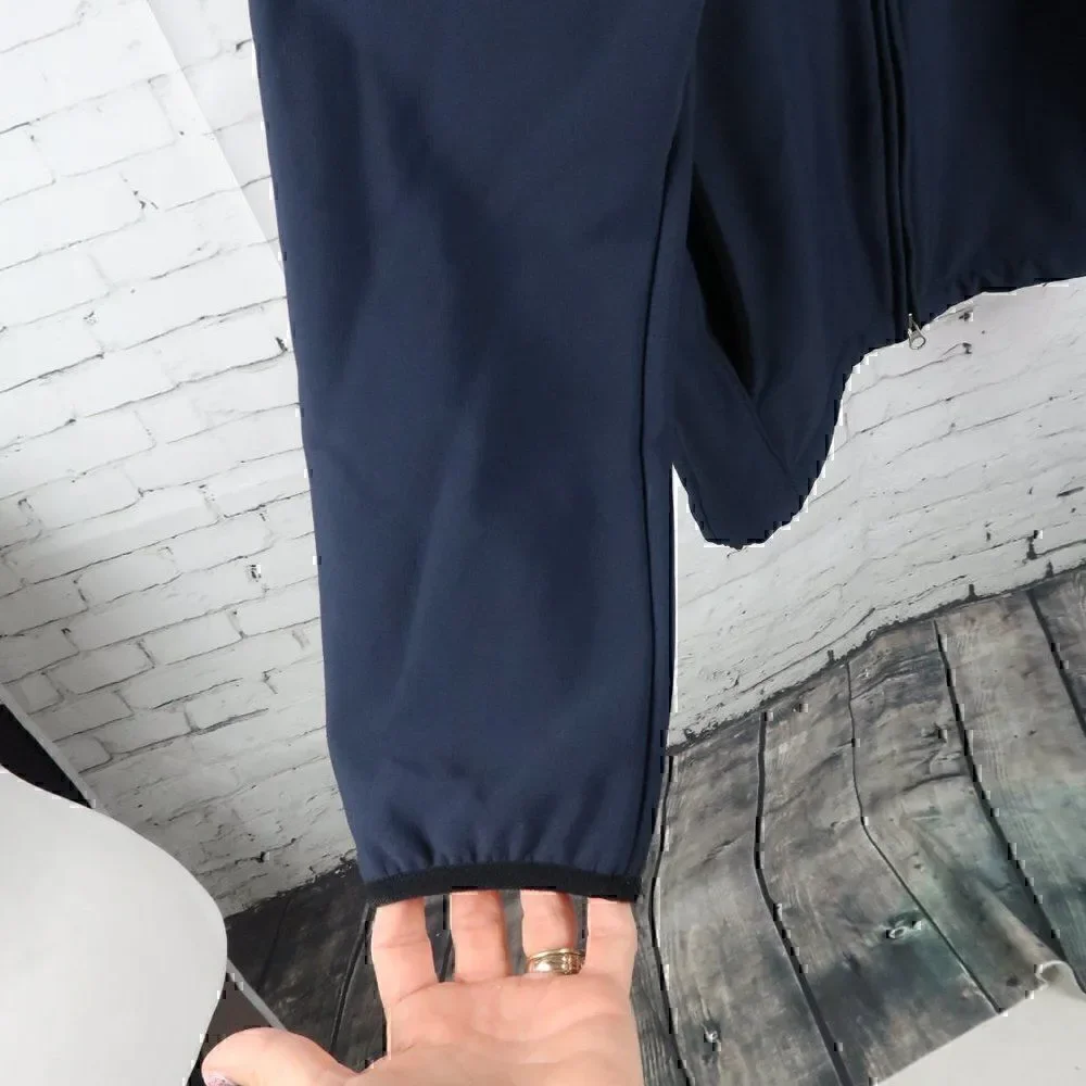 NAUTICA BLUE DOUBLE ZIP FLEECE LINED WINDBREAKER JACKET SIZE SMALL